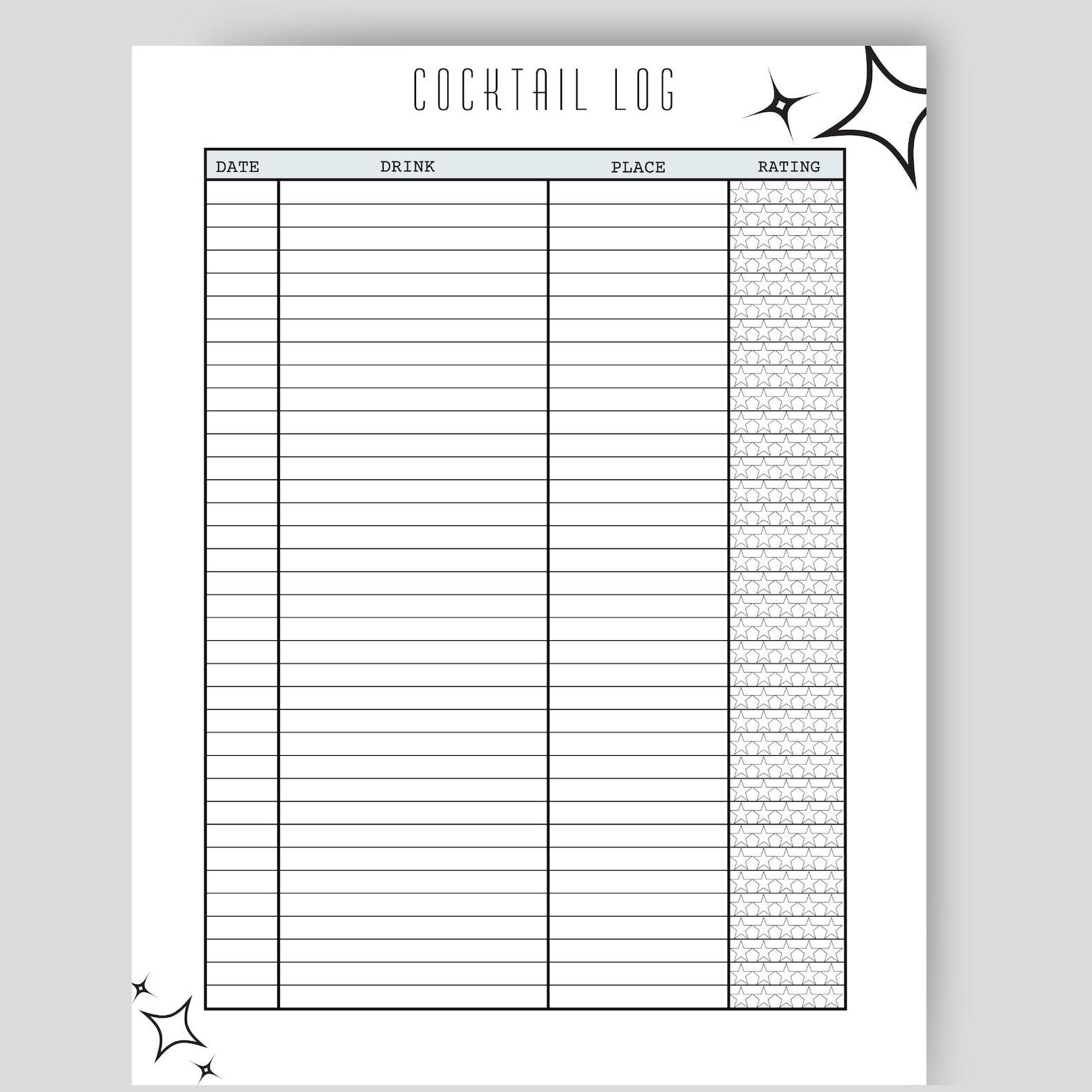 Printable Cocktail Log | Drinks I've Tried | Cocktail Bucketlist PDF | Tasting List Planner ...