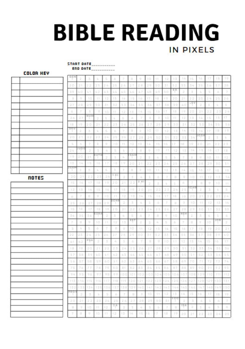 Bible Reading in Pixels Printable | Daily Bible Reading | Track Your ...