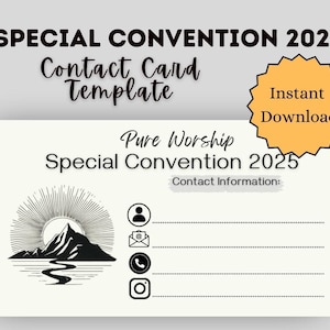 2025 Special Convention Contact Card Printable | Pure Worship Regional Convention | JW Convention Gift | Instant Digital Download