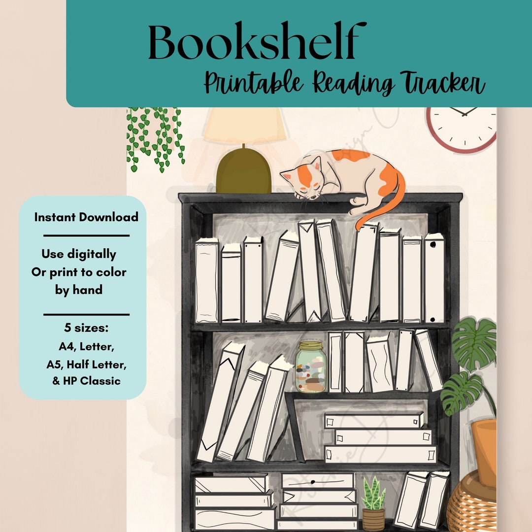 Reading Tracker Printable Blank Book Shelf Coloring Page - Etsy