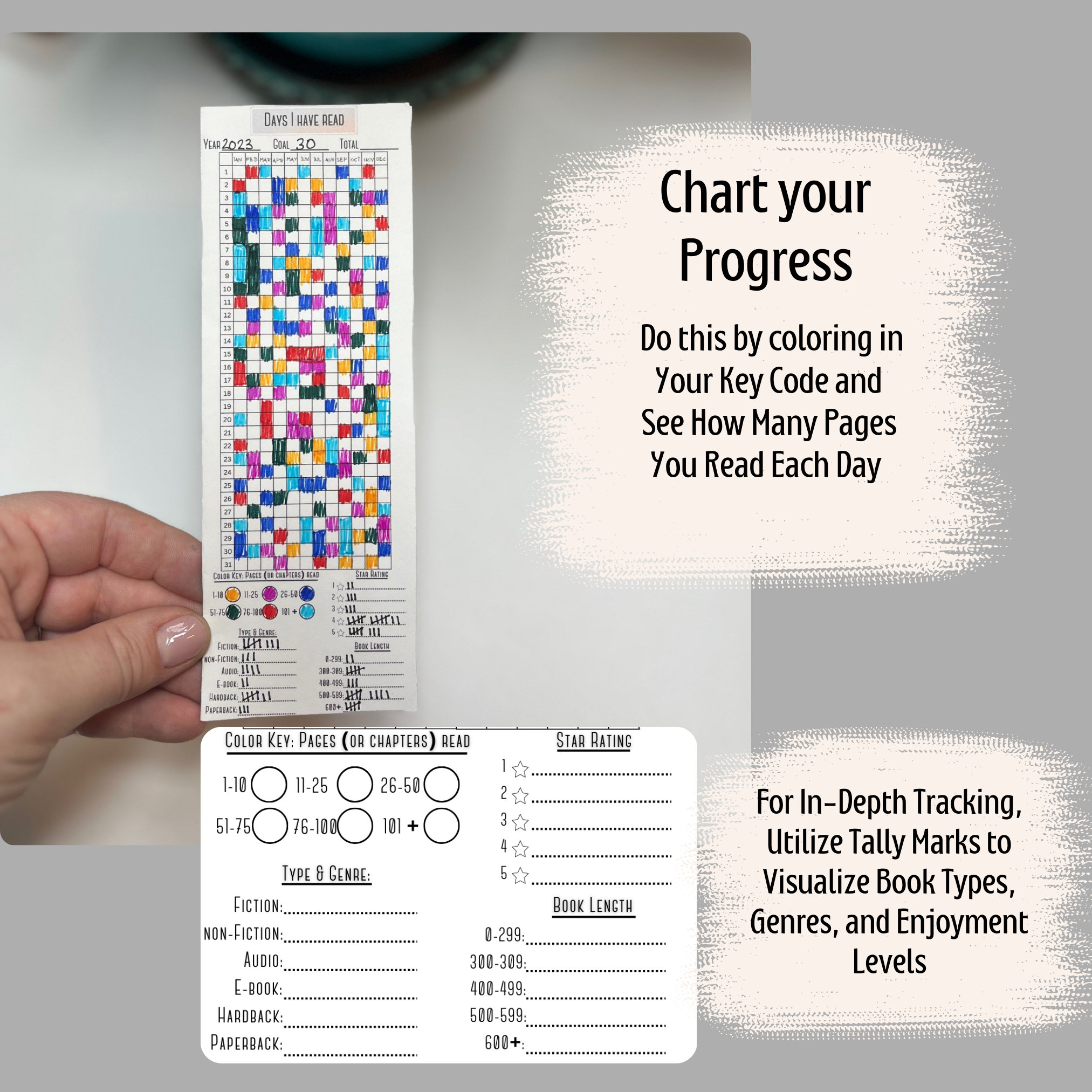 Reading Habit Tracker Bookmark | Book Lover's Gift | Yearly &amp; Monthly ...