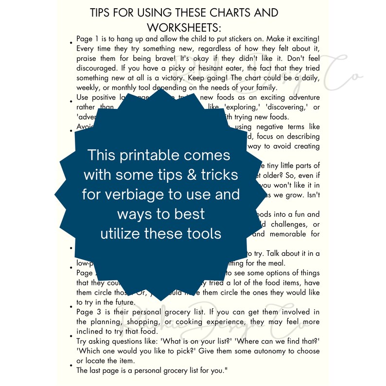 Picky Eater Reward Chart Printable for Preschoolers Try New Foods ...