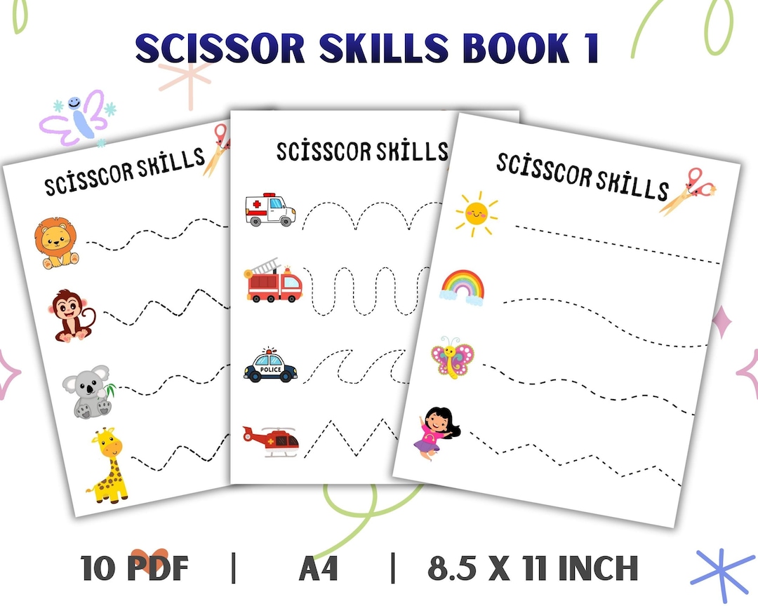 Printable Scissor Skills Worksheets for Kids | Cutting Practice Pages ...