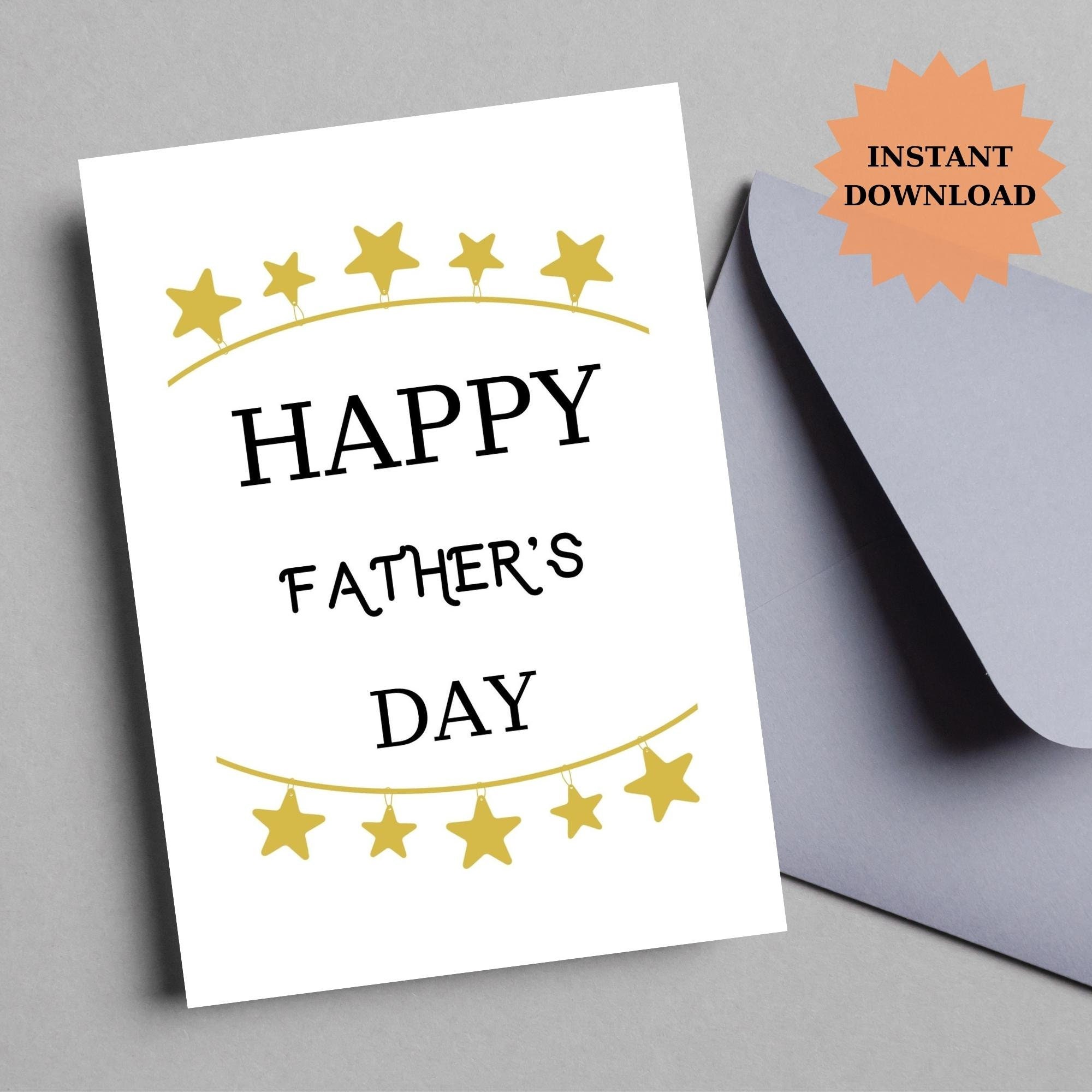 Happy Father's Day Printable Card , Father's Day Card Template,instant ...