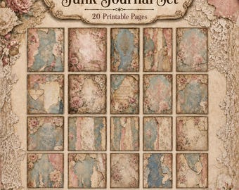 Printbaar papier voor een 'Junk Journal' met vintage textuur (20 pagina's)