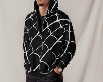 Sudadera unisex con capucha y cremallera Spiderweb