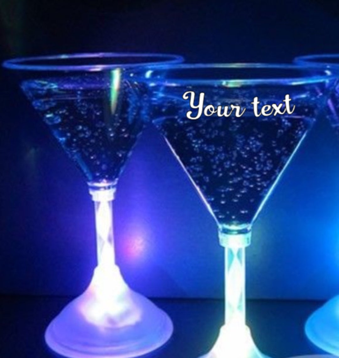 LED Martini Glass With Black Stem-7oz