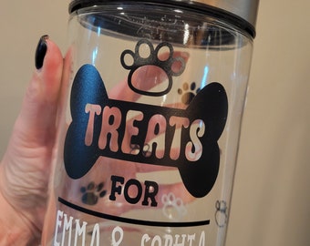 Hunde-Leckerli-Glas, personalisierter Hunde-Leckerli-Behälter, Hundegeschenk, Hundegeburtstag, neuer Welpe, Hunde-Leckerli, personalisiertes Hundegeschenk, Geschenk für Hund, Hundeglas