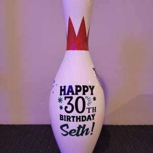 Birthday Bowling Pin, Bowling Party, Gift for Bowler, personalized bowling pin