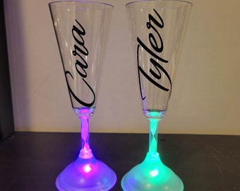 Light Up Champagne Flute, wedding party, bridal suite, bachelorette party, birthday, wedding toast