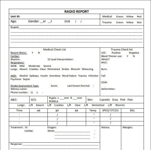 EMS Radio Report Paramedic Template EMT Template EMT Paramedic EMS Radio Report Paramedic Template EMT Template EMT Paramedic