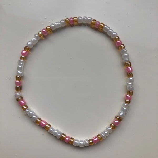 Pink and purple seed bead bracelet