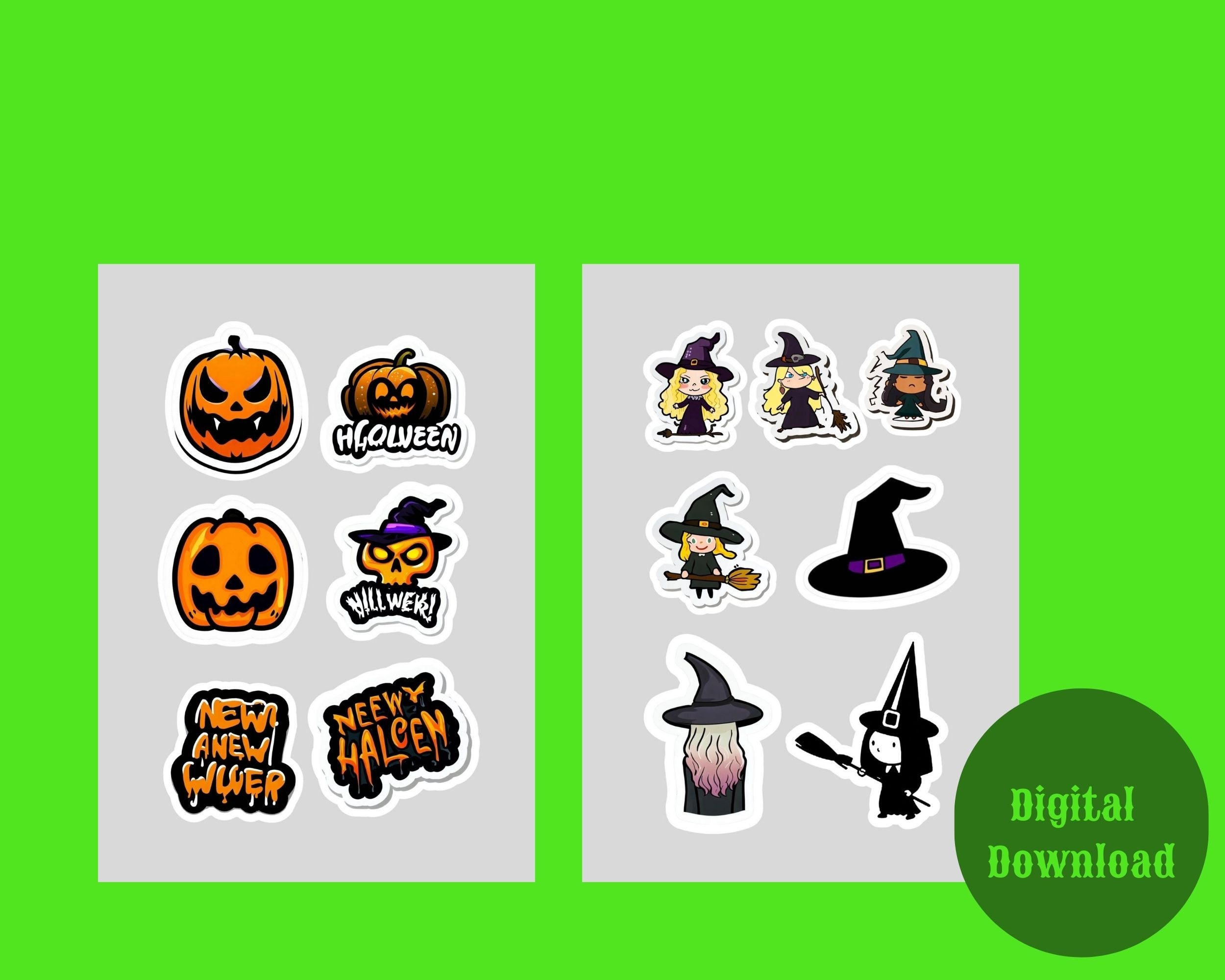 8 Halloween Stickers Printable Halloween Sticker Sheet - Etsy
