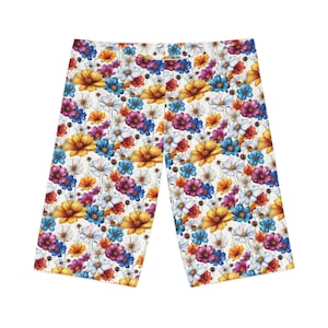 Floral Women&#39;s Bike Shorts, Comfortable Summer Activewear, Vintage Floral Pattern, Perfect for Cycling, Workout, Outdoor Activities