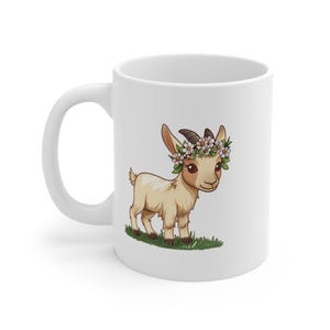 Cute Goat Mug, Farm Animal Coffee Cup, Floral Goat Mug, Gift for Animal Lovers, Goat Lover&#39;s Present, Cute Farmhouse Decor