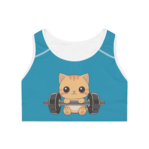 Cute Kitty Sports Bra, Comfortable Workout Top, Gym Wear, Pet Lover Gift, Funny Activewear, Cat Lover Apparel