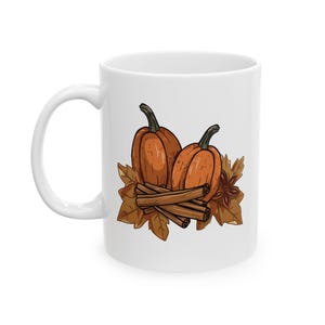 Pumpkins and Spice Mug, Autumn Coffee Cup, Fall Tea Mug, Halloween Drinkware, Thanksgiving Gift, Seasonal Hot Cocoa Mug