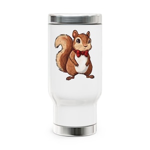 Squirrel In Bow Tie Skinny Tumbler, 20oz - Cute Animal Lover Gift, Insulated Cup, Travel Mug, Woodland Creature Decor, Funny Drinkware