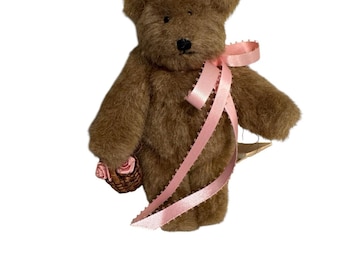 Patty’s Bear - Bears under the stairs - Stuff Bear holding a basket with flowers 7 “