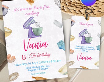 Invito di compleanno per piccoli chef: biglietto per festa di cucina (download digitale)