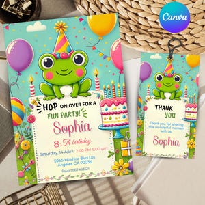 frog birthday invitation - frog themed birthday invitation - invitation birthday kids frog - frog invitation - invitations birthday frog