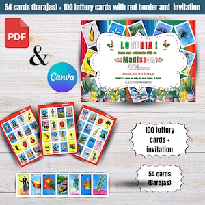 Loteria Einladungsvorlage - Loteria Einladung - Loteria Einladung - Lotto Geburtstagskarte - Lotto Geburtstag zum Ausdrucken