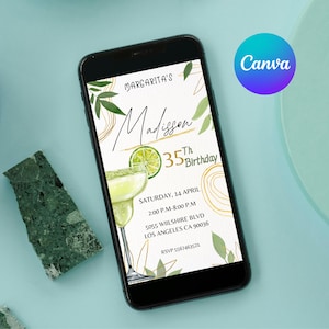 Margarita Birthday Invitation Template: Customizable Digital Cocktail Party (1080x1920 px)