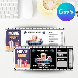 Custom Movie Night Gift Ticket: Printable Voucher (Digital Download)