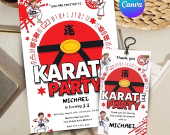 Karate Birthday Invitation: Martial Arts Party (Editable card)