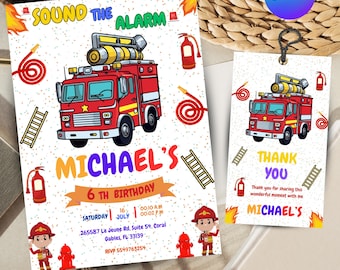 Fireman Birthday Invitation: Customizable Firetruck Party (Digital Download)