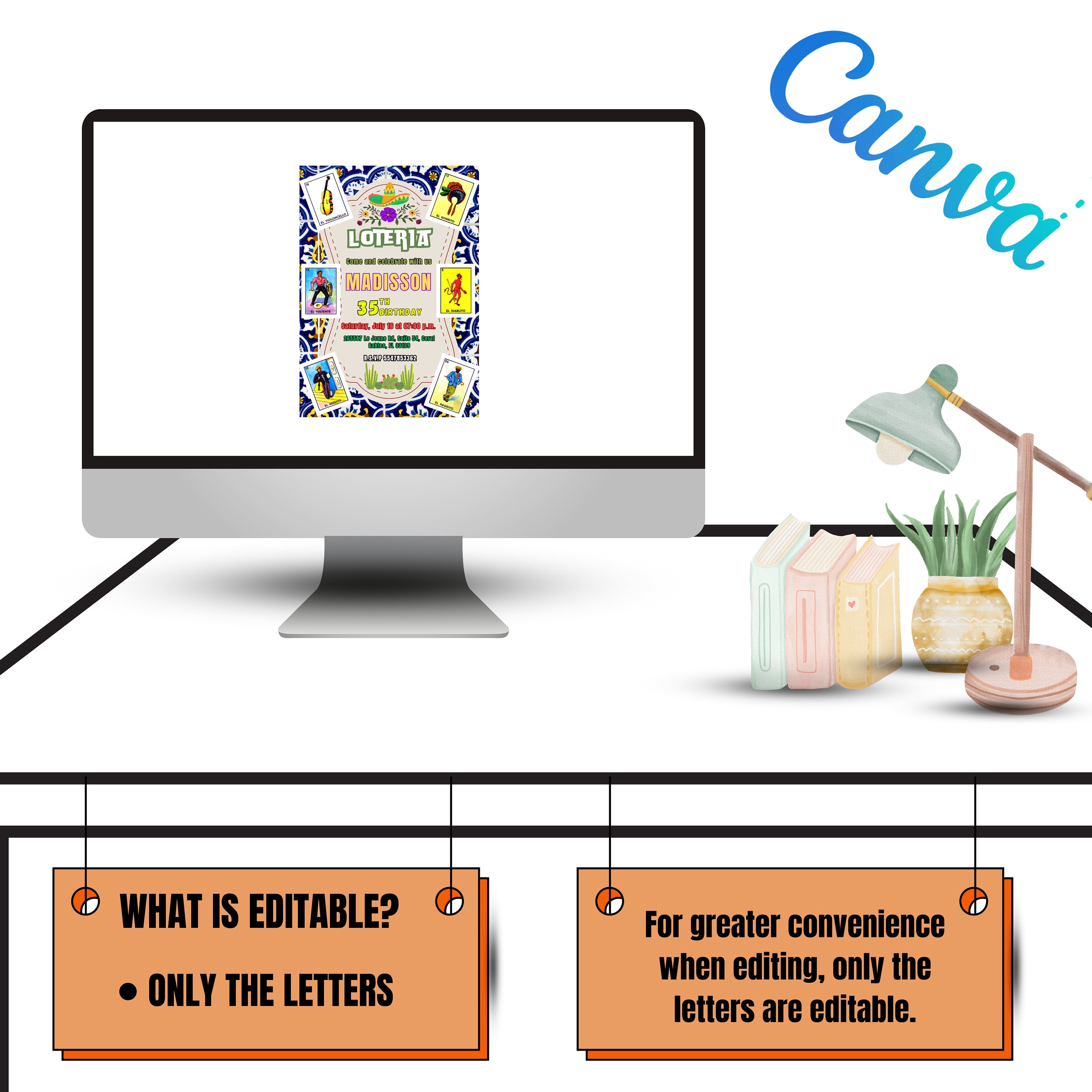 Loteria Birthday Invitation Template Customizable Lottery Card