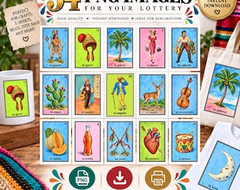 Mexican PNG images: 54 Decks, mexican party game, instant download