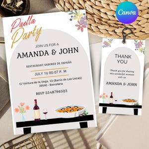 Paella Party Invitation: Customizable Birthday Card (Digital)