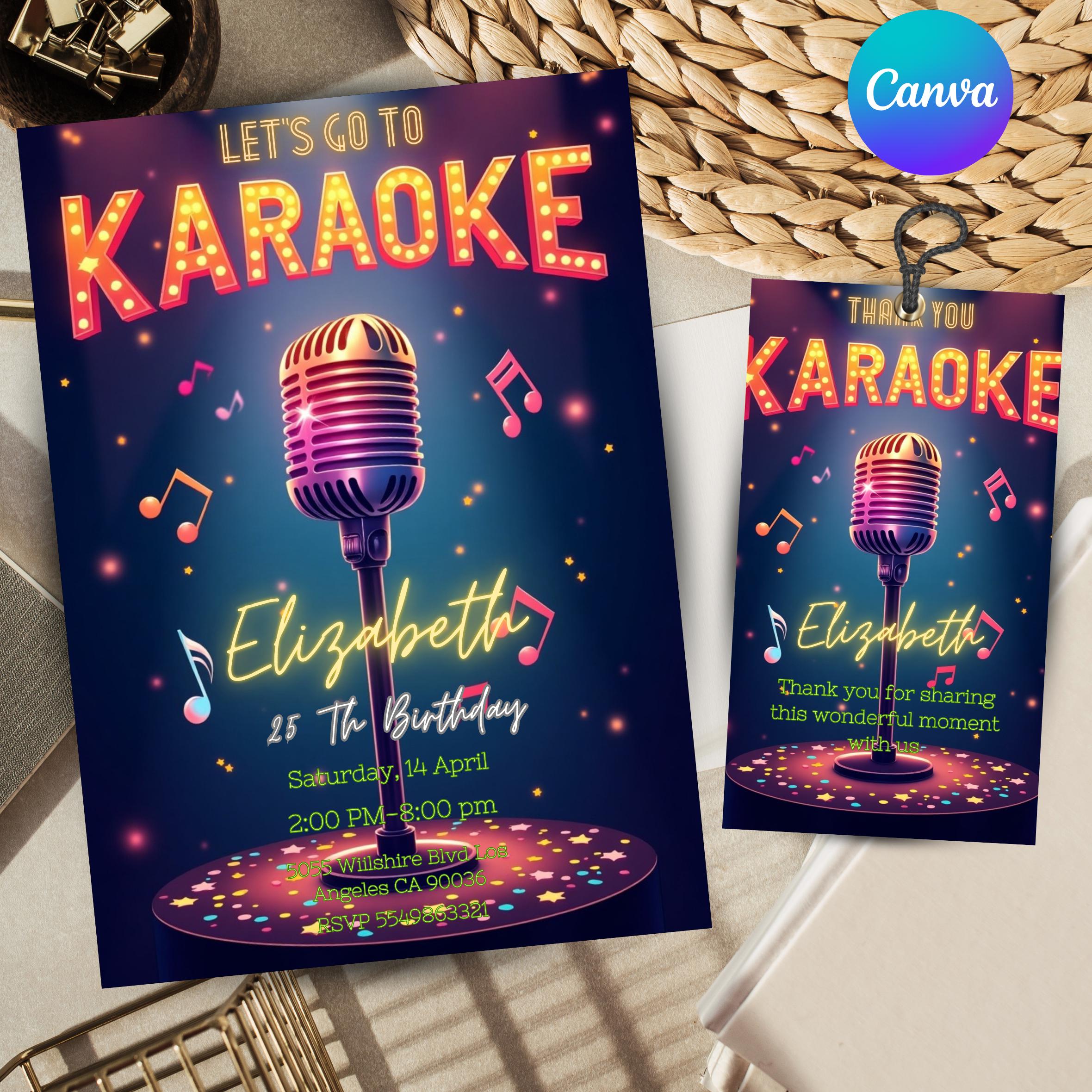 Karaoke Birthday Invitation: Customizable Party Invite (Digital Download)