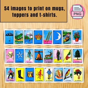 54 cartes de loterie à imprimer sur des gobelets, des toppers, des casquettes ou des t-shirts, images de loterie imprimables au format png