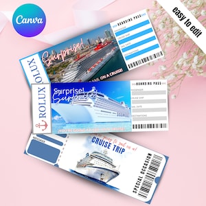 Printable Cruise Ticket Gift: Surprise Boarding Pass Template (8.5x3 inches)