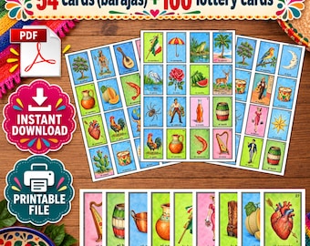 mexican party game: 100 Cards, 54 Decks, PDF format, instant download
