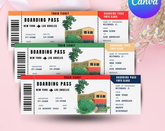 Personalized Train Ticket Invitation: Editable Birthday Gift (Digital Download)