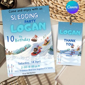 faire-part d'invitation pour une soirée en luge carte d'invitation pour une soirée en luge carte d'anniversaire personnalisable en toile
