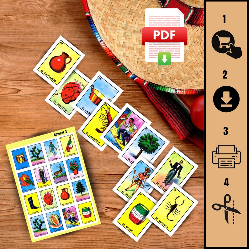 Mexican Lottery Game for Party 100 Mexican Lottery Cards Mexican Bingo ...