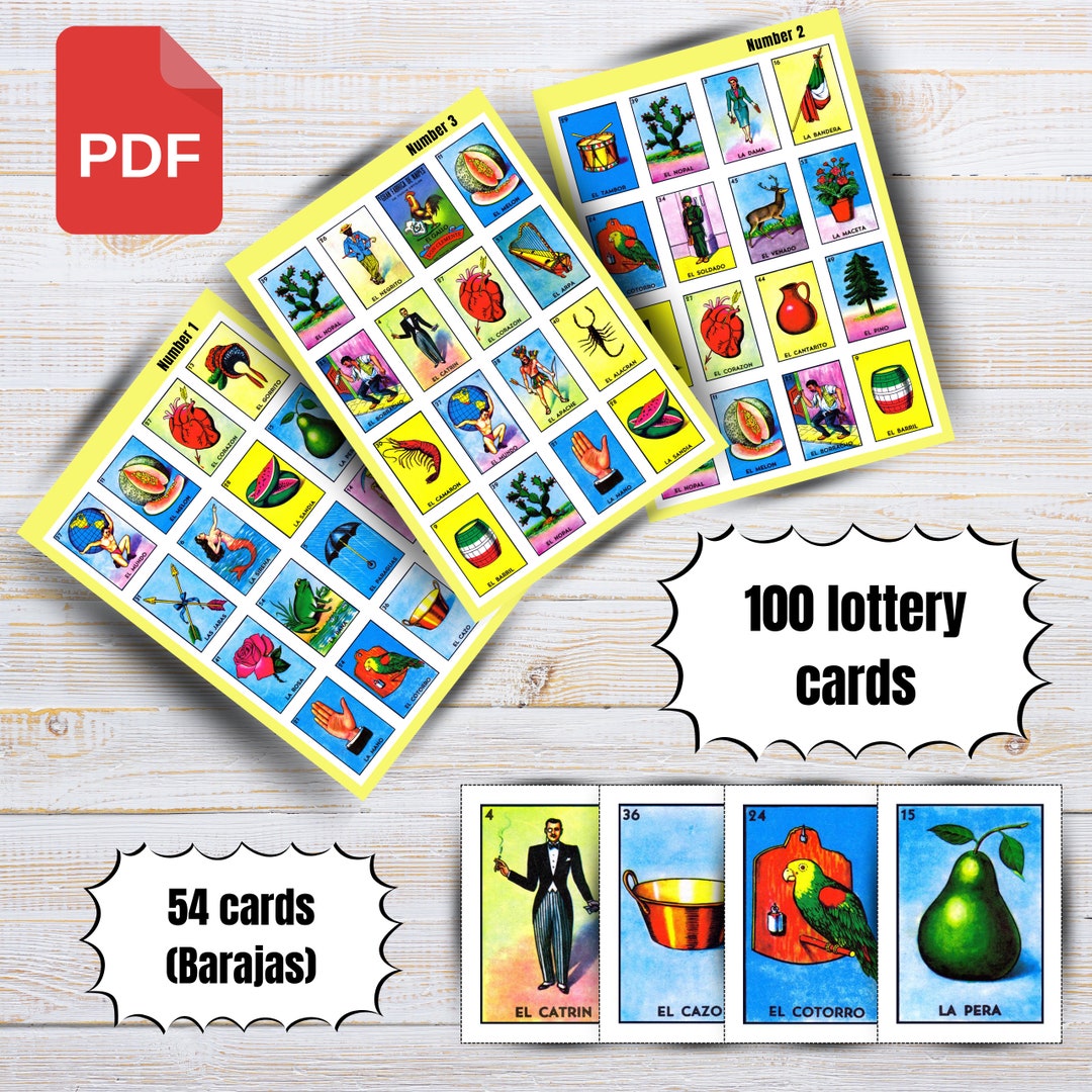 Mexican Lottery Game for Party 100 Mexican Lottery Cards Mexican Bingo ...