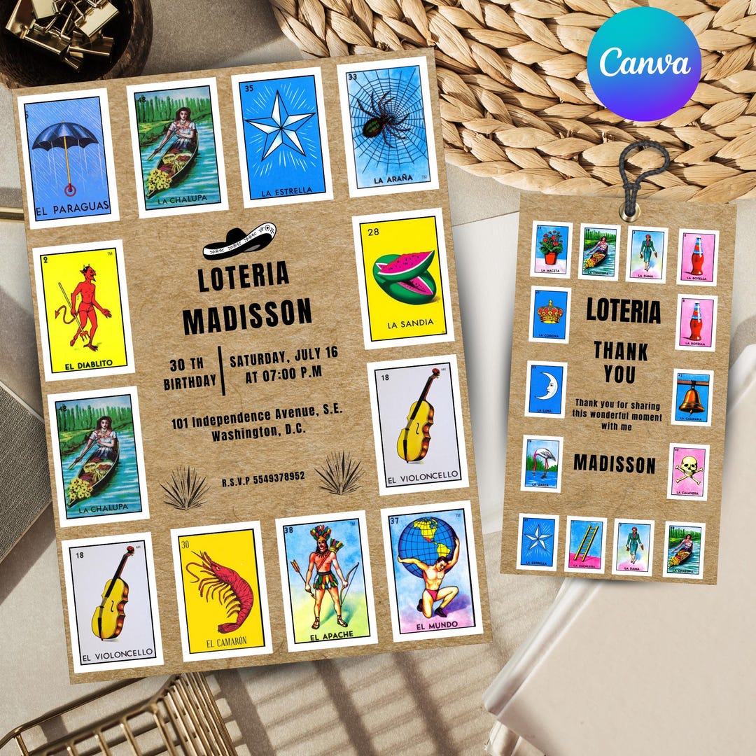 Plantilla de invitación de loteria - invitación de loteria - invitación ...