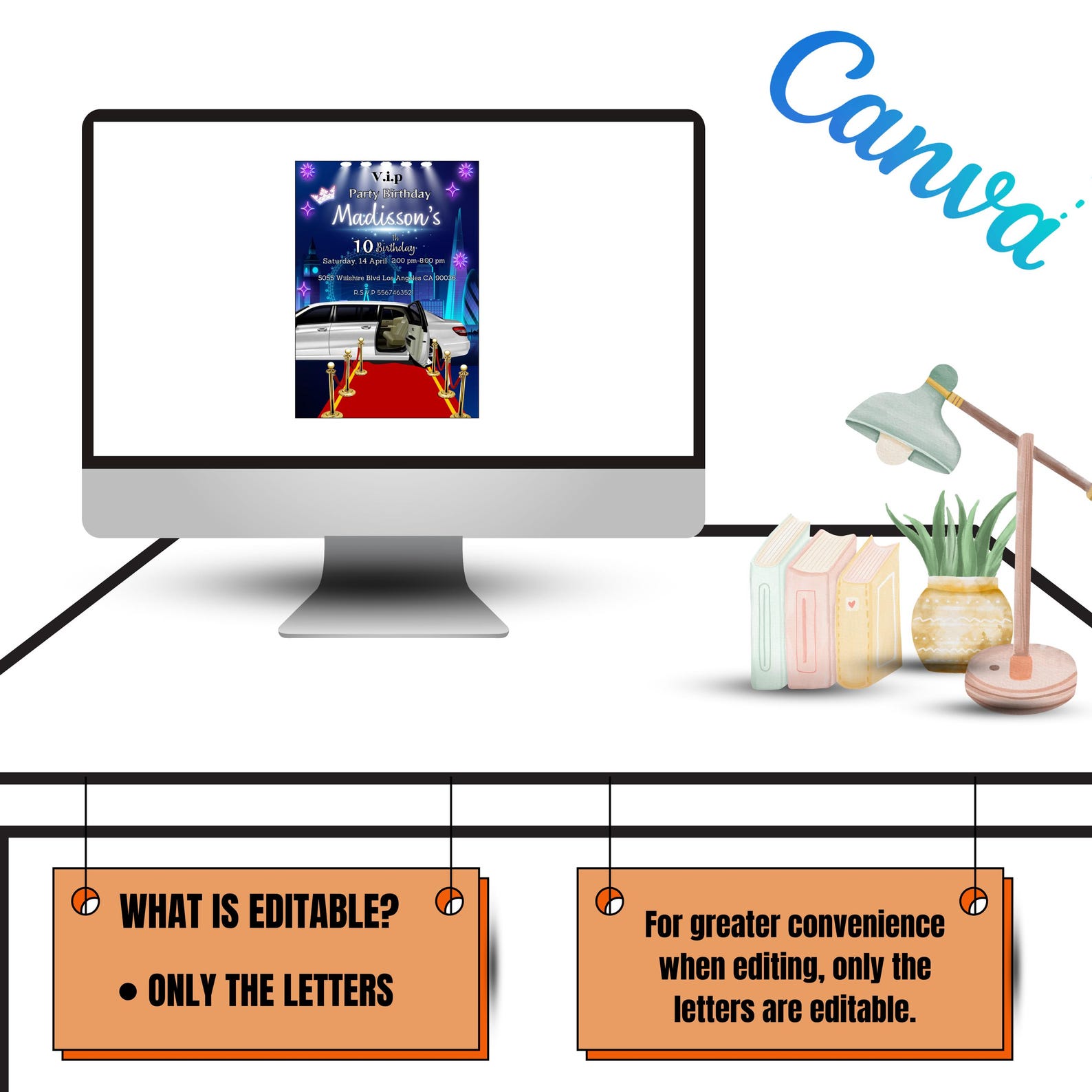 Limo Birthday Invitation Customizable Limo Birthday Card Limousine ...