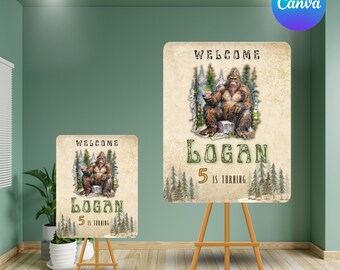 Modello personalizzabile per cartello di benvenuto Bigfoot (download digitale)