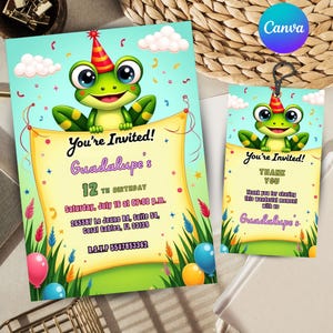 frog themed birthday invitation - frog birthday invitation - invitation birthday kids frog - frog invitation - invitations birthday frog
