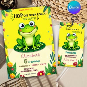 frog birthday invitation - frog themed birthday invitation - invitation birthday kids frog - frog invitation - invitations birthday frog