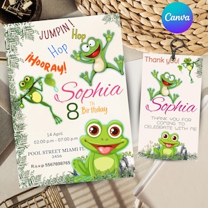 frog birthday invitation - frog themed birthday invitation - invitation birthday kids frog - frog invitation - invitations birthday frog