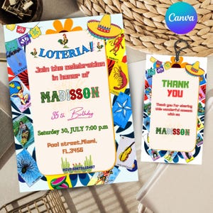 Loteria Einladungsvorlage - Loteria Einladung - Personalisierbare Loteria Einladung - Lotto Geburtstagskarte