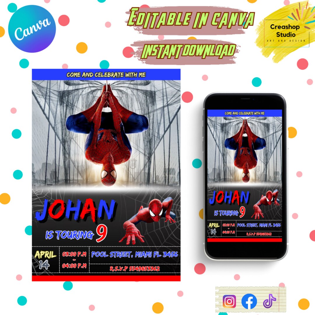 Customizable Spider Invitation Printable Spider Invitation - Etsy