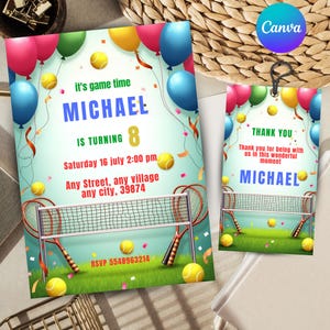 tennis birthday invitation, tennis birthday party, tennis birthday party, tennis birthday card, printable invitation template